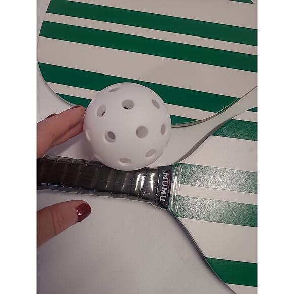 Show Me Your Mumu Pickleball Set 3-pc Paddle Green and White Stripe Paddles NEW - Picture 5 of 8